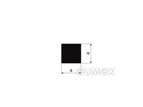 Gumový profil štvorcový, 3,7x3,7mm, 60°ShA, NBR, -40°C/+70°C, čierny